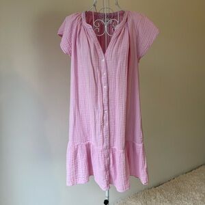 Xirena Jude cotton gauze pink dress NO belt pockets SZ S peplum button up v neck
